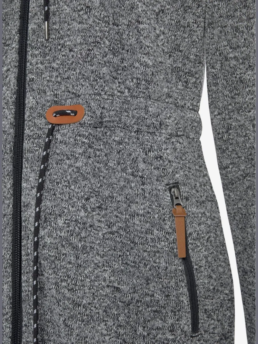 Veste polaire longue avec capuche et poches latérales