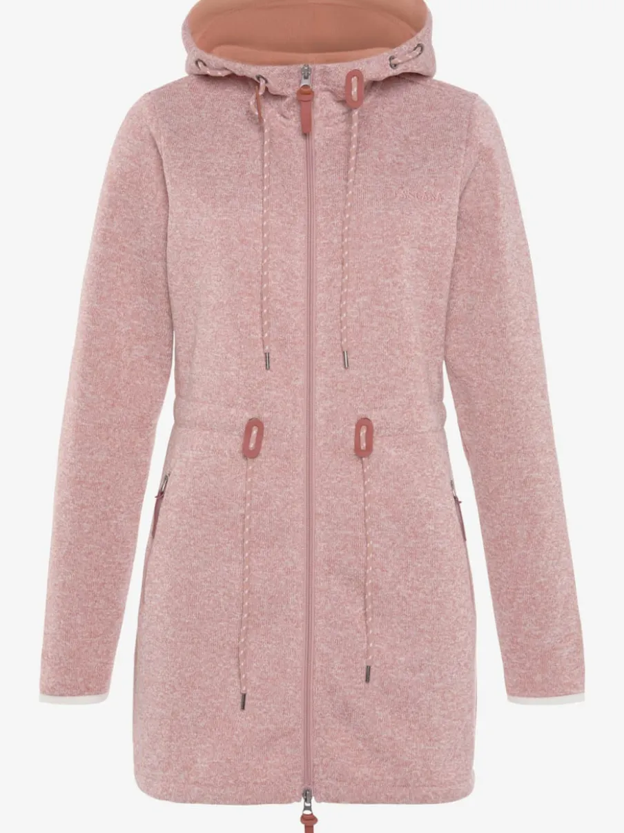 Veste polaire longue avec capuche et poches latérales