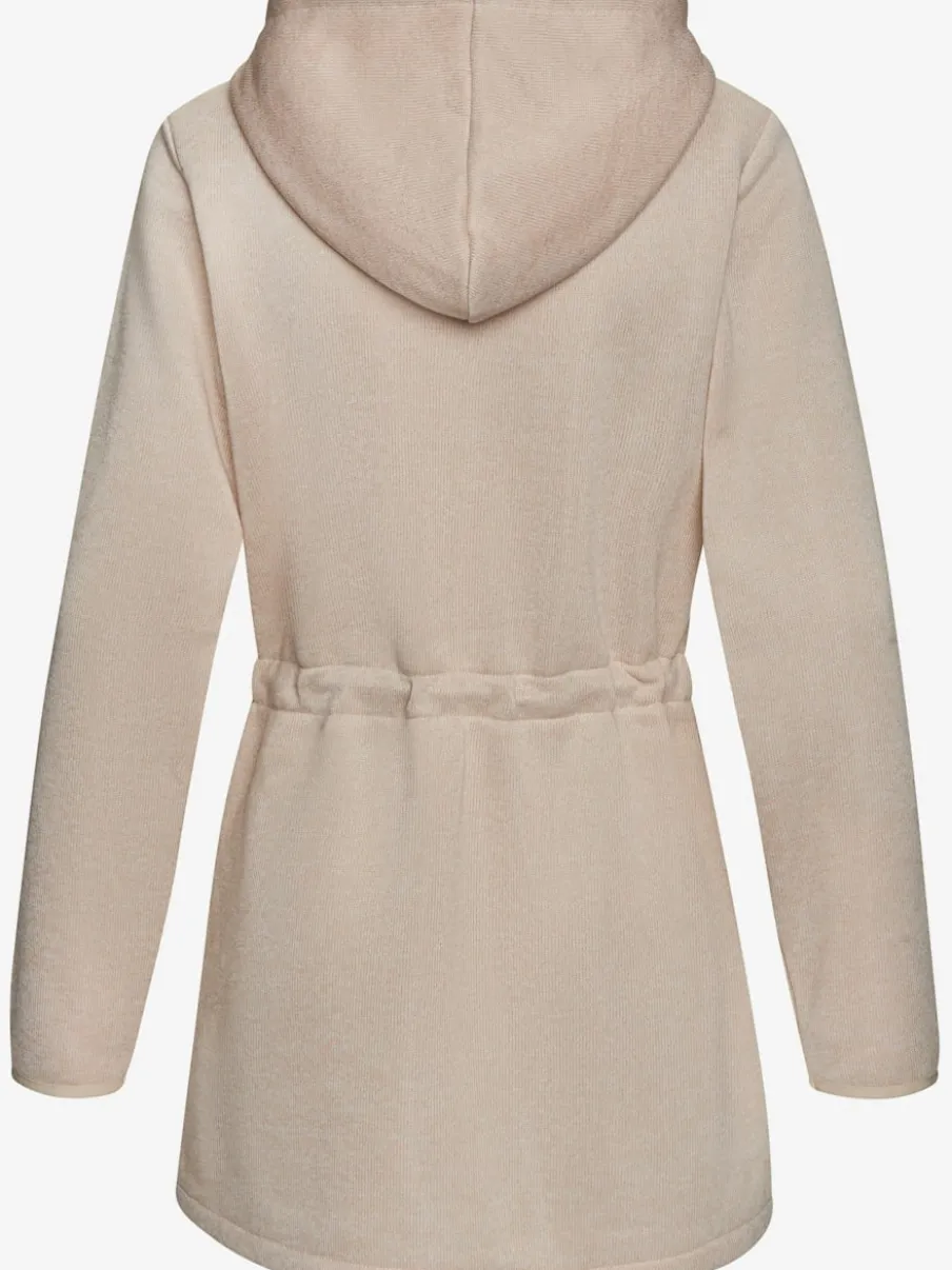 Veste polaire longue avec capuche et poches latérales