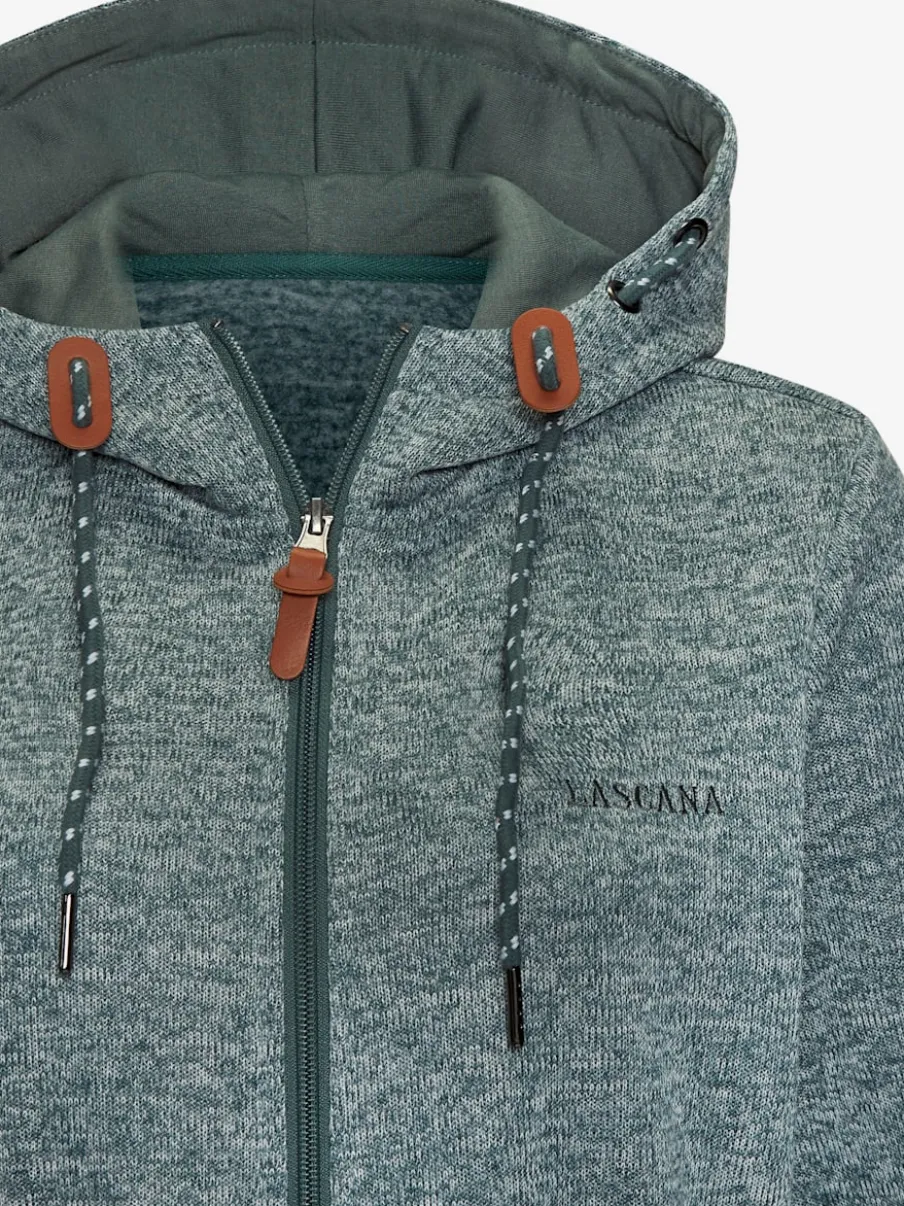 Veste polaire longue avec capuche et poches latérales