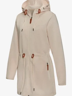 Veste polaire longue avec capuche et poches latérales