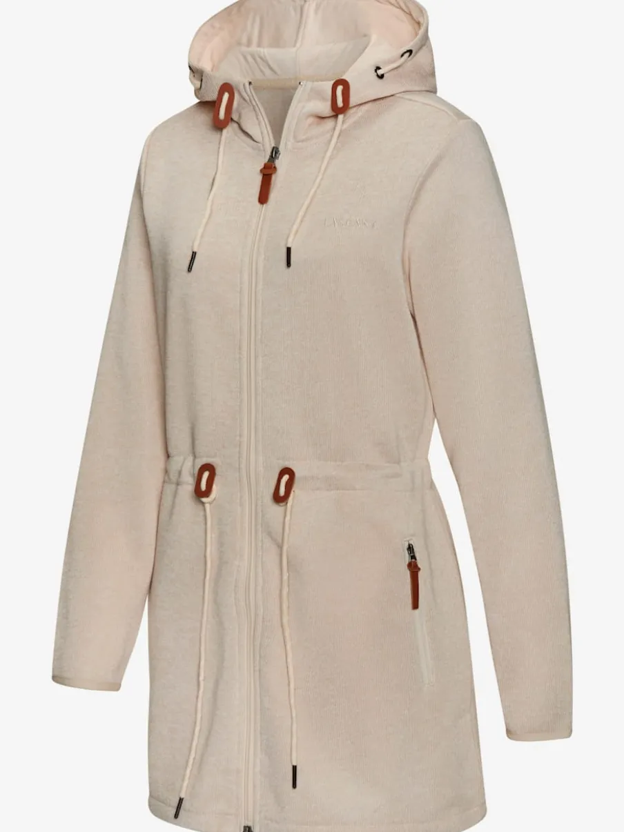 Veste polaire longue avec capuche et poches latérales