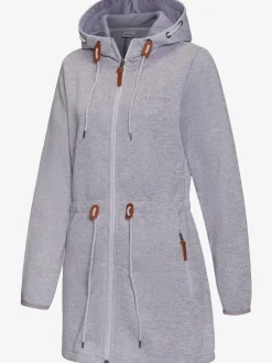 Veste polaire longue avec capuche et poches latérales