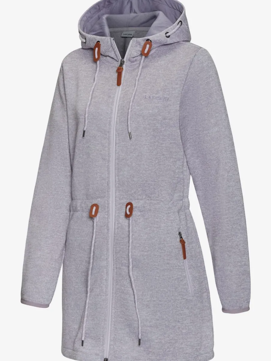 Veste polaire longue avec capuche et poches latérales