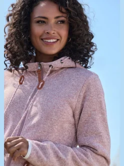 Veste polaire longue avec capuche et poches latérales