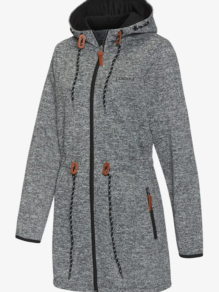 Veste polaire longue avec capuche et poches latérales