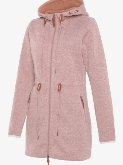 Veste polaire longue avec capuche et poches latérales