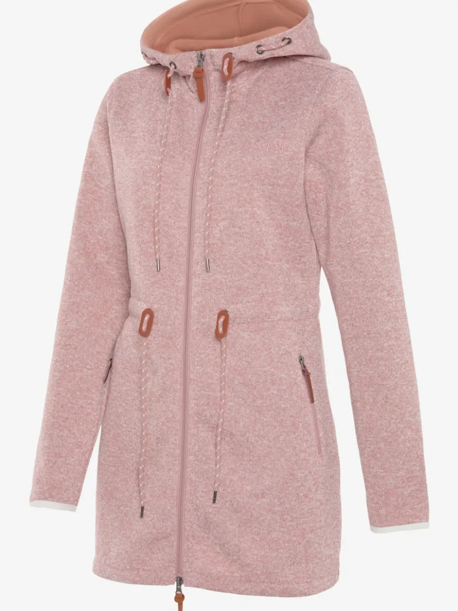 Veste polaire longue avec capuche et poches latérales