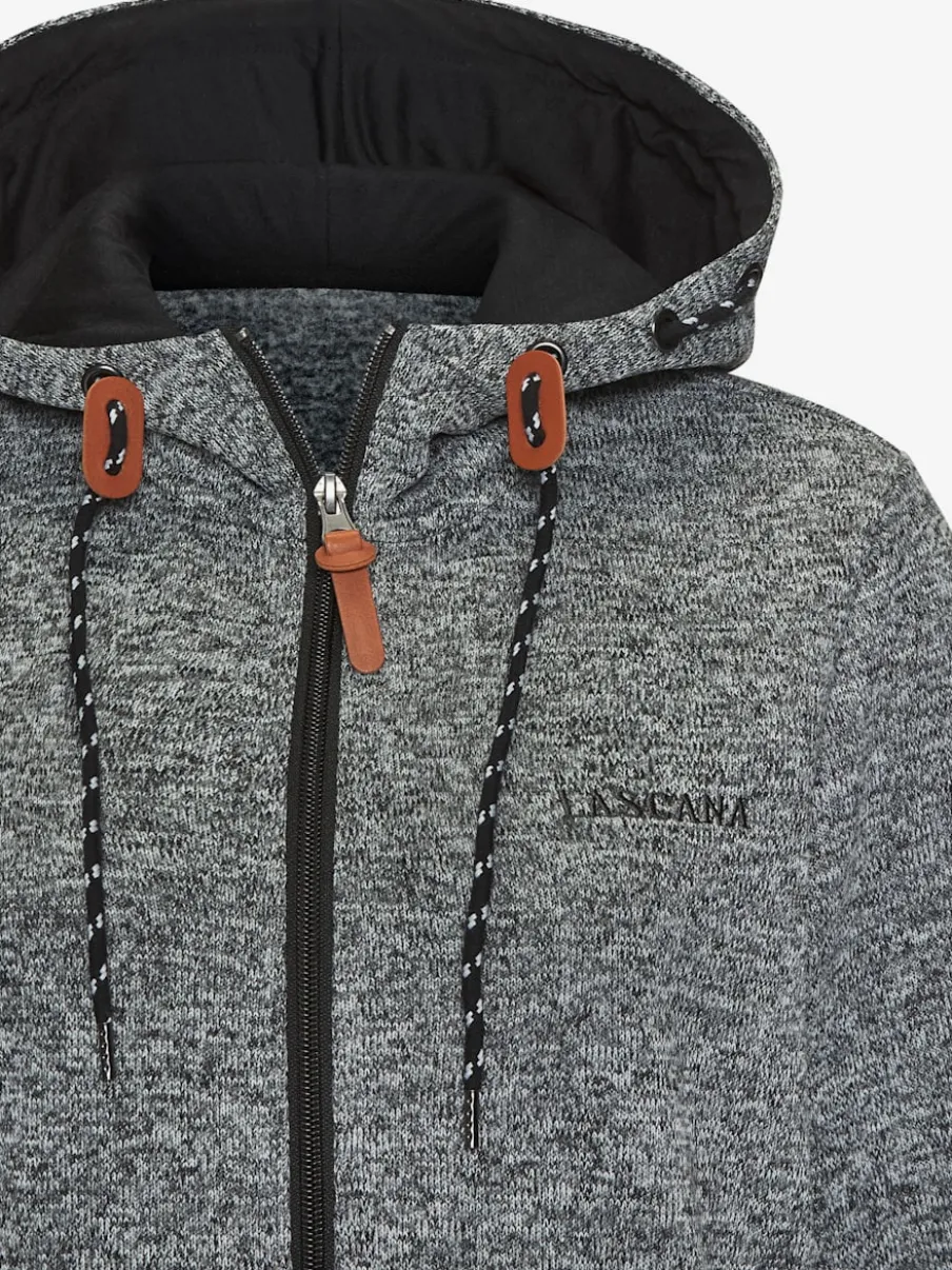Veste polaire longue avec capuche et poches latérales