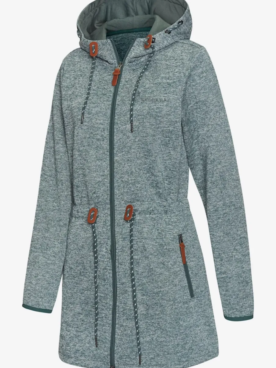 Veste polaire longue avec capuche et poches latérales