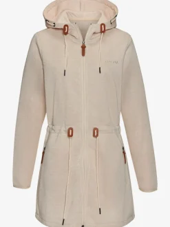 Veste polaire longue avec capuche et poches latérales