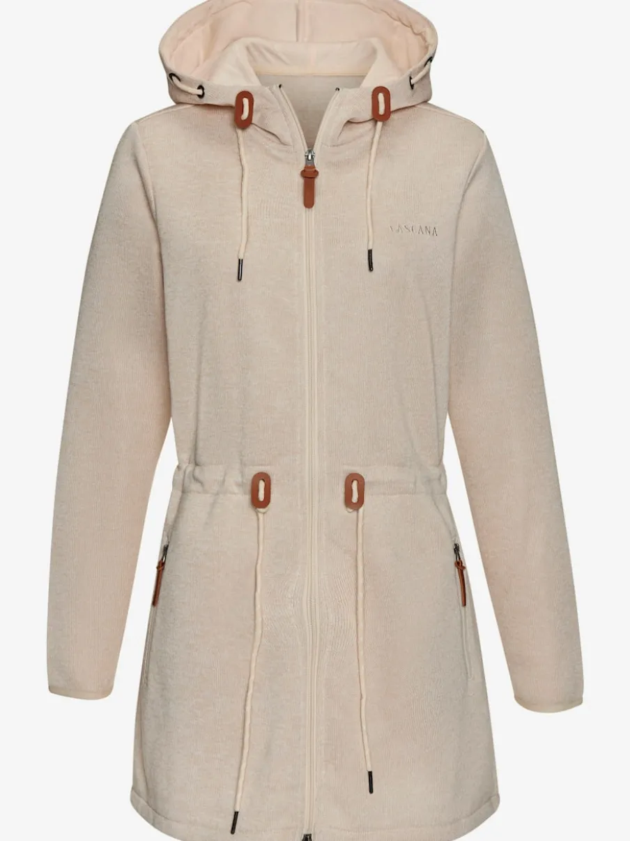 Veste polaire longue avec capuche et poches latérales