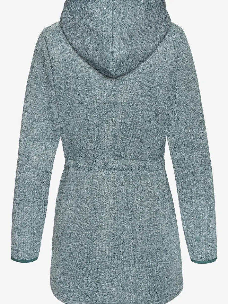 Veste polaire longue avec capuche et poches latérales