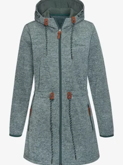 Veste polaire longue avec capuche et poches latérales