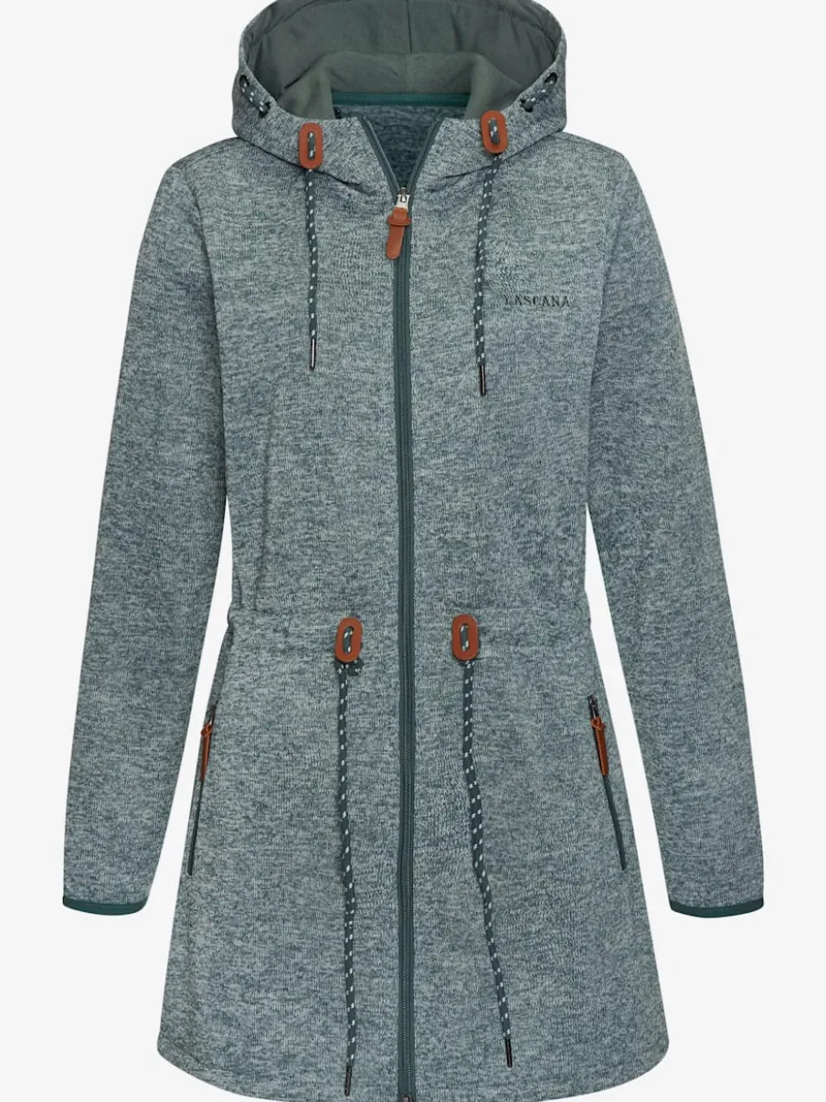 Veste polaire longue avec capuche et poches latérales