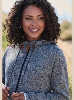Veste polaire longue avec capuche et poches latérales
