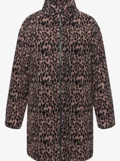 Veste polaire longue à col montant avec poches latérales fendues