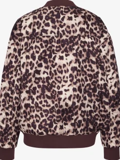 Veste réversible à motifs léopard avec poches fendues et bords-côtes doux