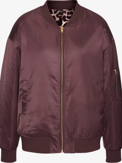 Veste réversible à motifs léopard avec poches fendues et bords-côtes doux