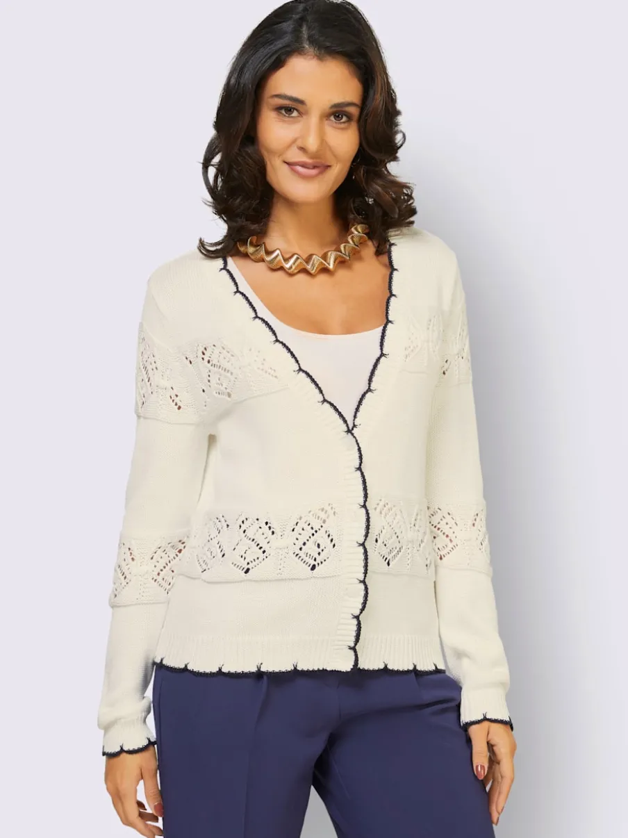 Vestes en tricot ajouré à motif avec encolure V
