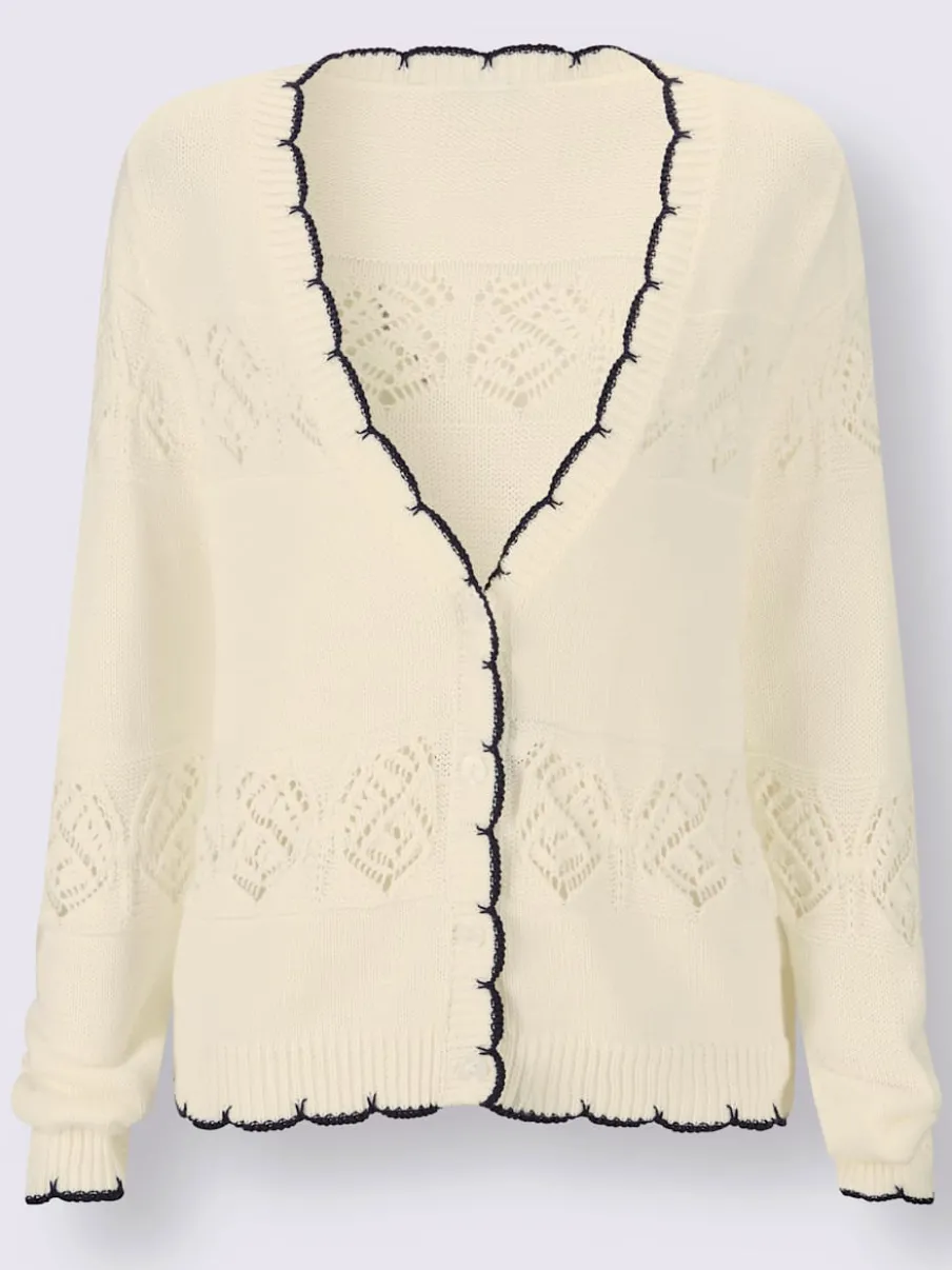 Vestes en tricot ajouré à motif avec encolure V