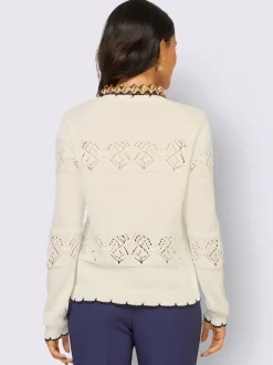 Vestes en tricot ajouré à motif avec encolure V