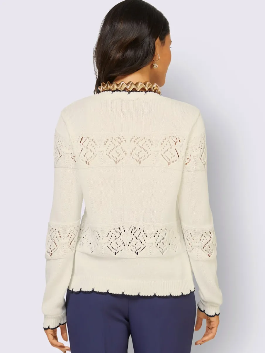Vestes en tricot ajouré à motif avec encolure V