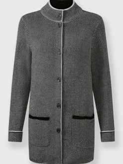 Vestes en tricot jacquard à col montant et poches