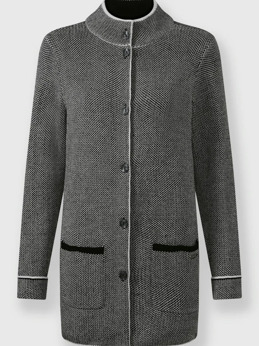Vestes en tricot jacquard à col montant et poches