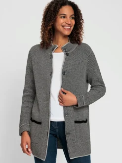 Vestes en tricot jacquard à col montant et poches