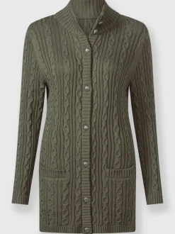 Vestes longues en tricot avec col montant et poches