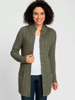 Vestes longues en tricot avec col montant et poches
