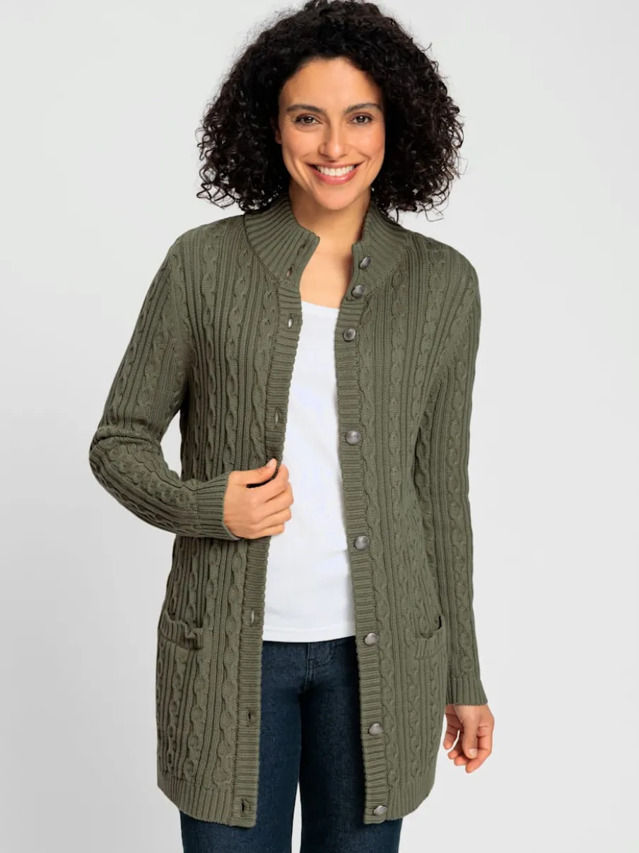 Vestes longues en tricot avec col montant et poches