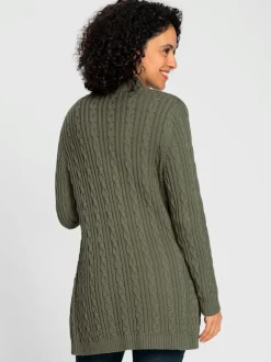 Vestes longues en tricot avec col montant et poches