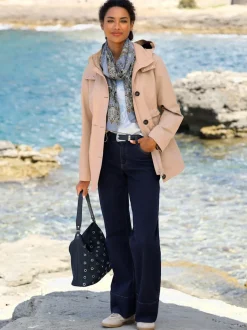 Veste style trench-coat avec capuche et poches boutons