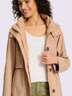 Veste style trench-coat avec capuche et poches boutons