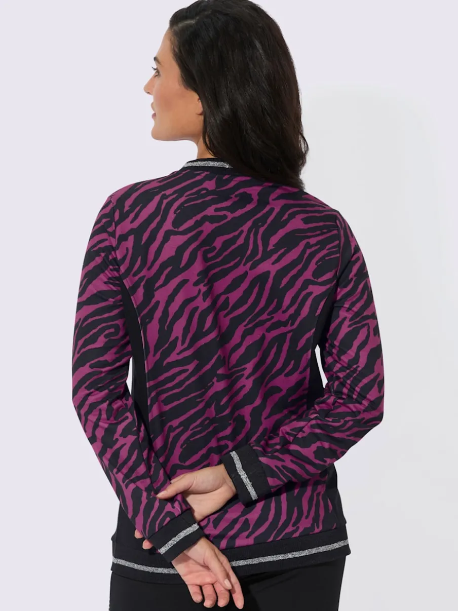 Veste sweat avec col blouson et motif animal