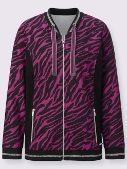 Veste sweat avec col blouson et motif animal