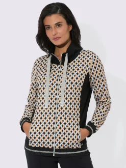 Veste sweat avec col montant et motifs graphiques modernes