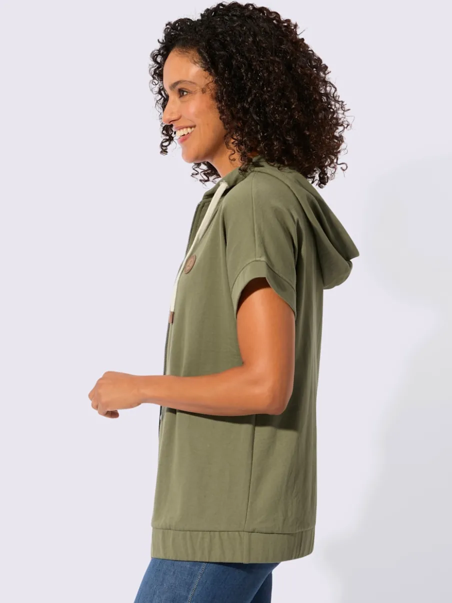 Veste sweat à capuche avec glissière et ourlet élastique