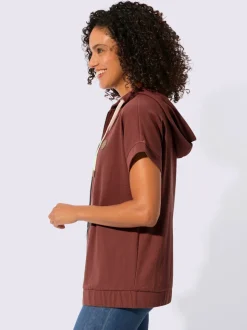 Veste sweat à capuche avec glissière et ourlet élastique