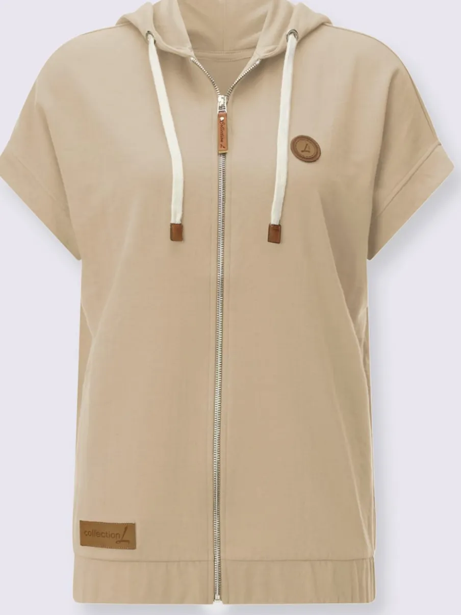 Veste sweat à capuche avec glissière et ourlet élastique