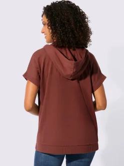 Veste sweat à capuche avec glissière et ourlet élastique