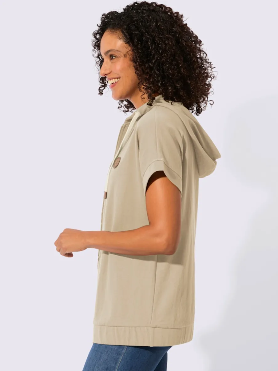 Veste sweat à capuche avec glissière et ourlet élastique