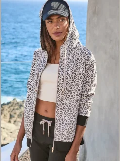 Veste sweat à capuche avec glissière et motifs élégants