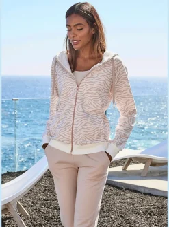 Veste sweat à capuche avec glissière et motifs élégants