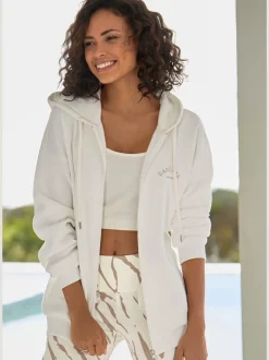 Veste sweat à capuche avec logo brodé et poches fendues
