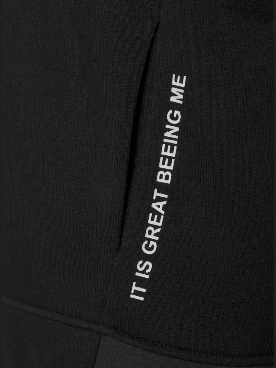 Veste sweat à capuche avec petit imprimé et emblème
