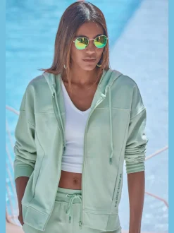 Veste sweat à capuche avec petit imprimé et emblème