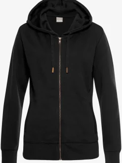 Veste sweat à capuche avec poches latérales et logo imprimé